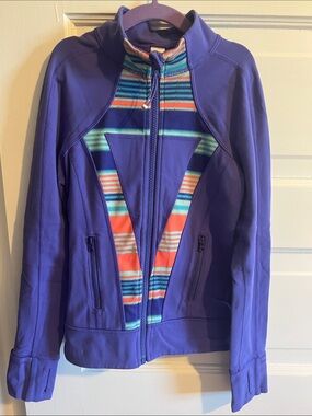 Ivivva Violet Full-Zip Jacket with Colorful Stripe Panels